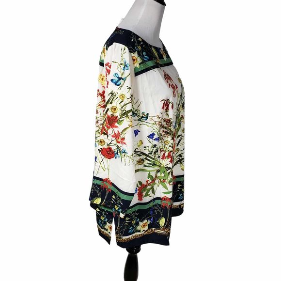 Linea by Louis Dell'Olio Plus 20W Floral Print Pullover Blouse Polyester Top - Picture 4 of 8